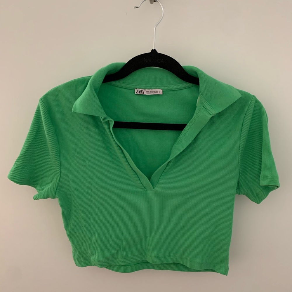 Zara cropped collared shirt